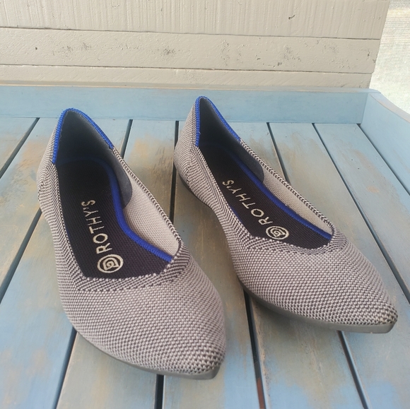 ROTHYS The Point Cloud Grey Birdseye Flat Shoes Womens Size EUC